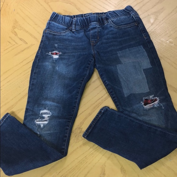 GAP medium wash jeggings with plaid detail - Picture 1 of 5